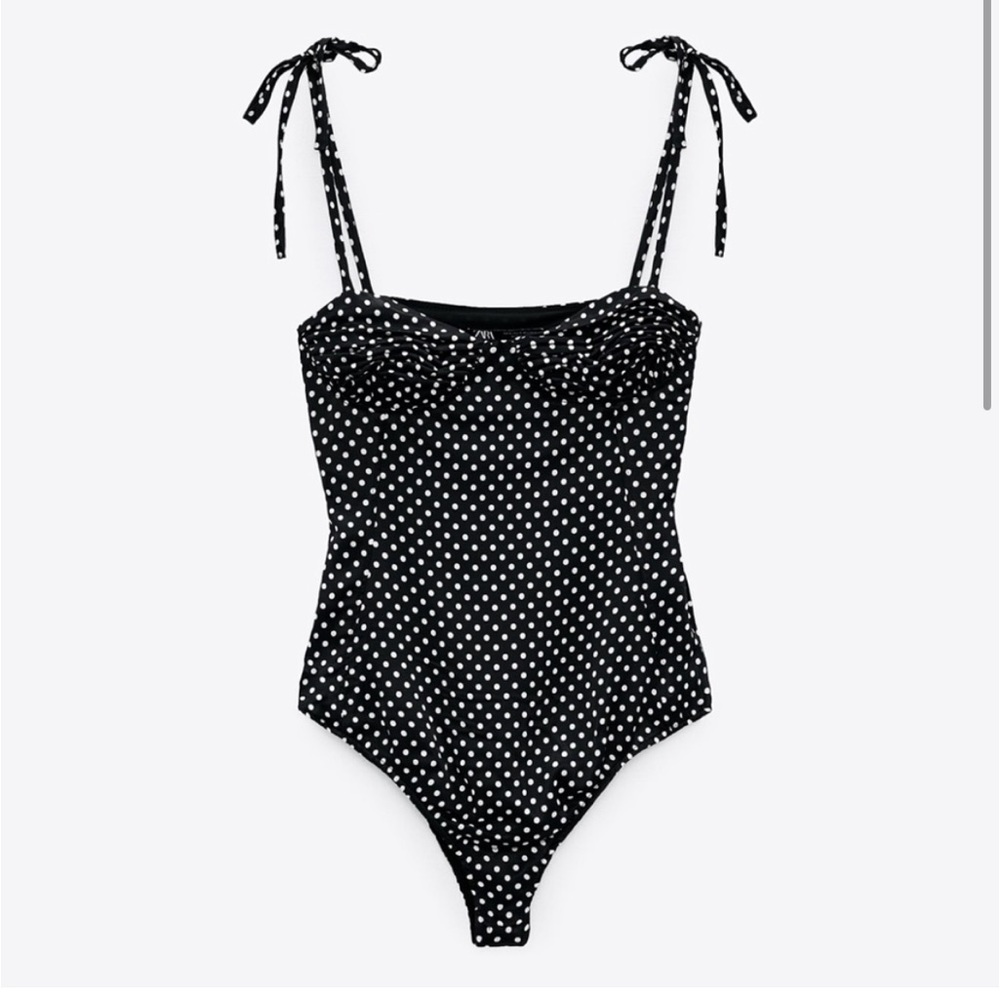 Zara | Tops - Polka Dot Satin Bodysuit